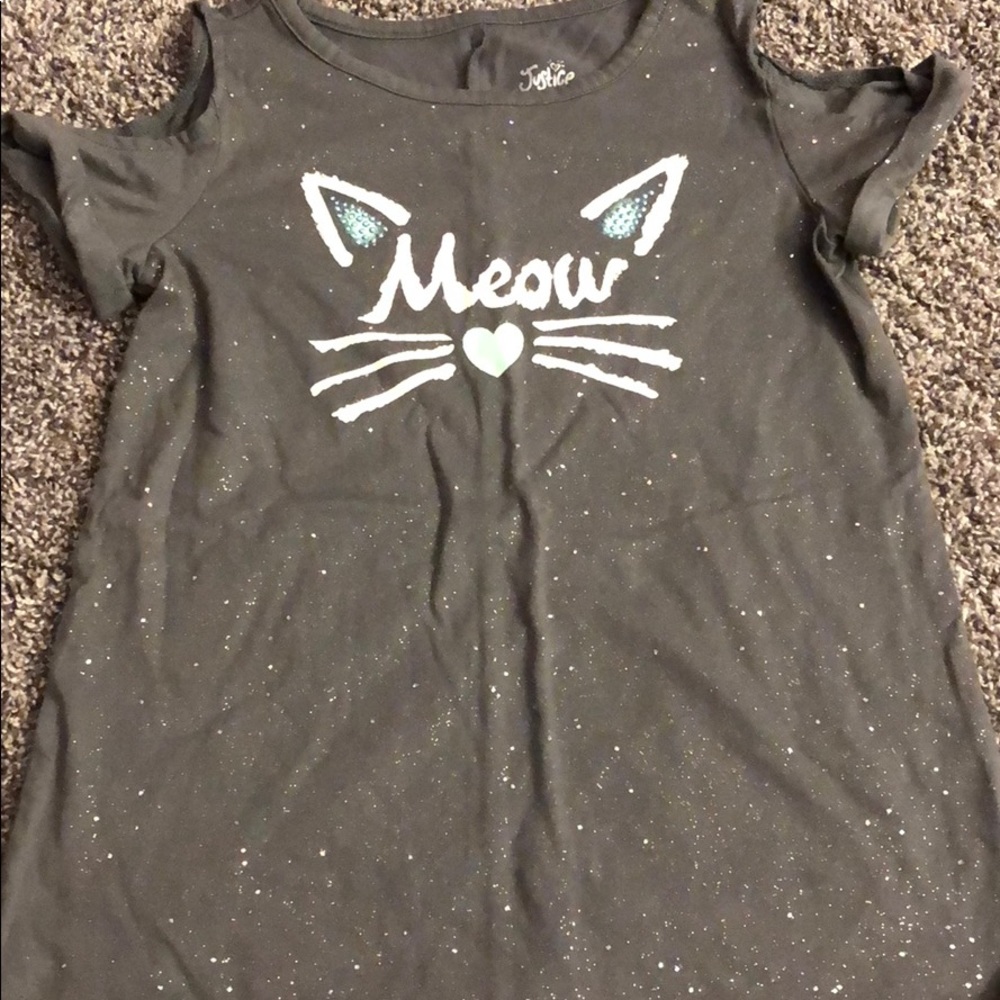 Gray meow justice girls shirt size 8